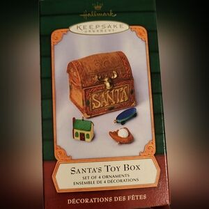 🎄vintage Hallmark Keepsake 2001 Santa's Toy Box Set of 4 Christmas Ornaments F
